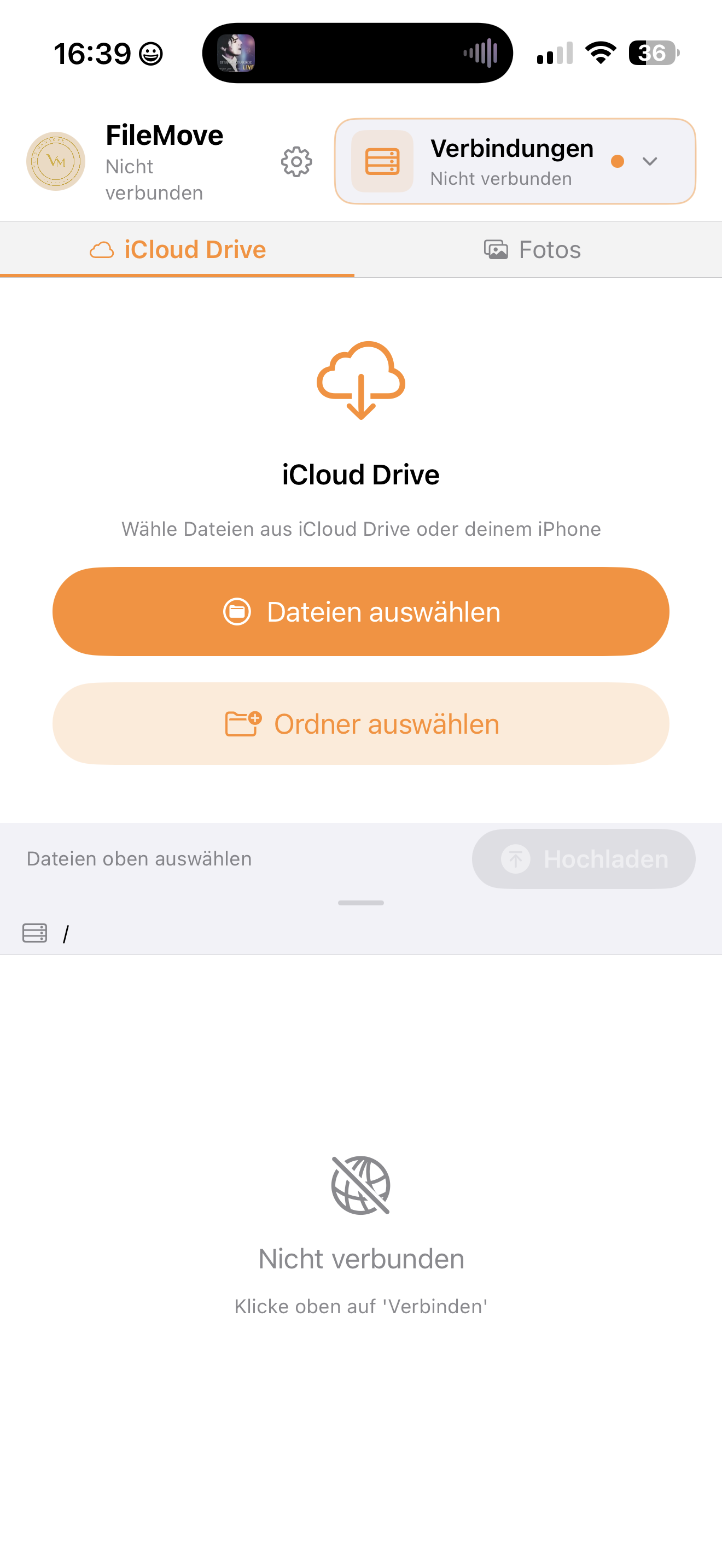 FileMove showing file and folder selection in German.