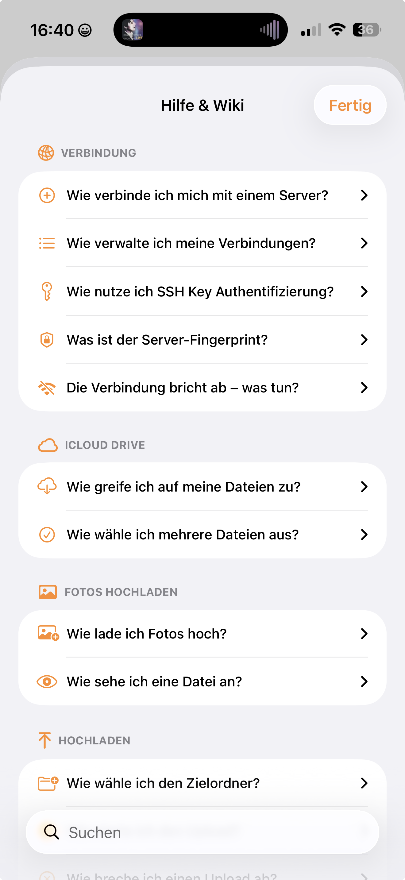 Help and Wiki in FileMove in German.